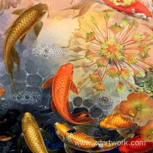 Oil painting Nine fish painting